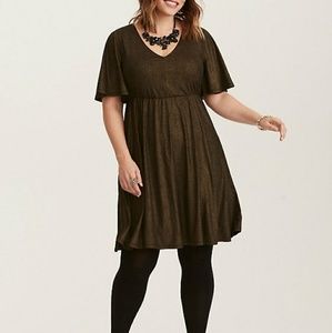 Gold Shimmer V-neck Dress